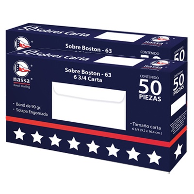 CIENTO DE SOBRES BOSTON TAMAÑO CARTA NASSA